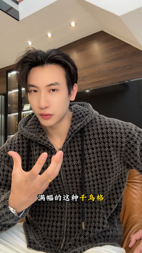 WY1100SDSA男士秋冬新款痞帅男装潮牌绒毛拉链开衫连帽卫衣暗纹百搭上衣