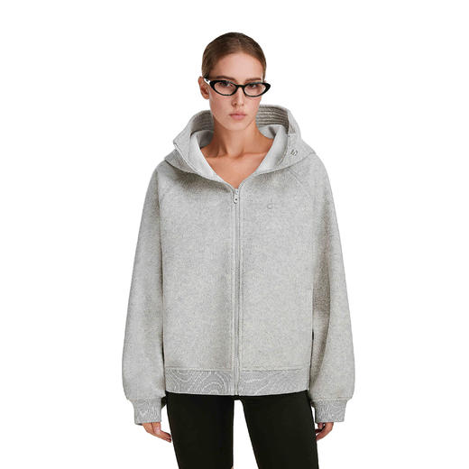 FDR官方店 羊毛呢开衫连帽卫衣外套女秋季新款休闲宽松拉链情侣男 商品图1