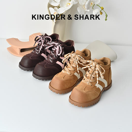 经典鲨2025冬专柜新款百搭圆头时尚拼色内增高潮酷马丁靴女KW132-558021 商品图0