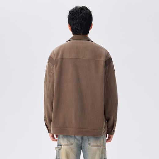 gxg.jeans男装复古拼接男士翻领夹克2025秋款按扣时尚潮流校园通勤外套男K&C 商品图3