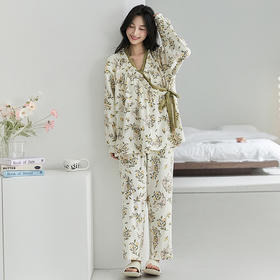 【超模君严选 昕芬儿--新中式和服印花纯棉家居服】天然棉质舒适透气轻盈 亲肤丝滑不跑杯 自带隐形胸垫  防凸点不走光 丝滑软糯触感 宽松版型搭配新中式印花 气质优雅/居家休闲/多款式可选