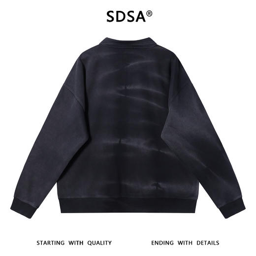 SDSA男士秋冬新款痞帅男装韩版扎染做旧polo领卫衣百搭休闲上衣 商品图5