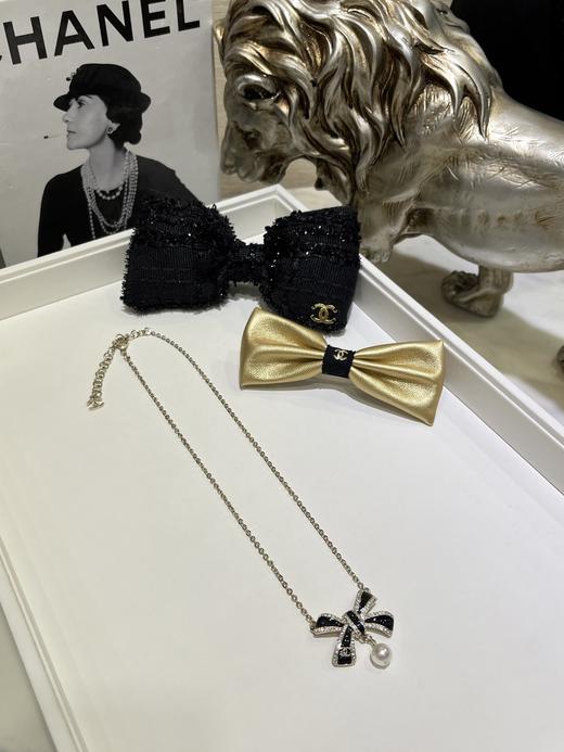 TB125-香奈儿满钻双C黑色珐琅蝴蝶结吊坠项链（XK）-10.14直播款 商品图2