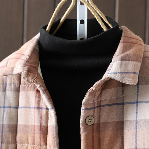 2025秋冬款复古民族风改良文艺宽松加棉加厚长袖格子衬衫上衣女 商品图2