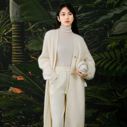 NUTS春秋季新款白色气质甜美宽松显瘦长款针织外套女411052360 商品图1