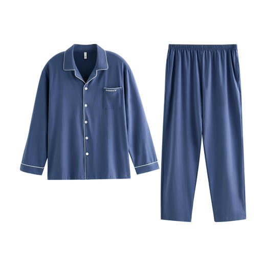 爱帝男式长袖睡衣套精梳棉经典翻领套装 商品图6
