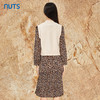 NUTS秋冬款时尚气质复古针织背心碎花长袖连衣裙套装女342102260 商品缩略图4