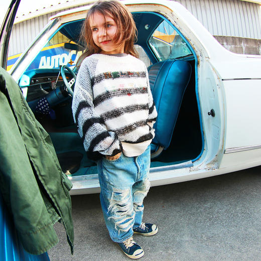 日本DD童装 DENIM DUNGAREE 12盎司复古破坏丹宁 GRUNGY 牛仔长裤 商品图4