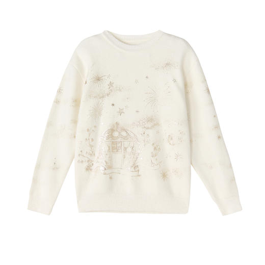 笛莎Deesha 童装女童毛衣2025冬新款烫金圆领毛衣 商品图4