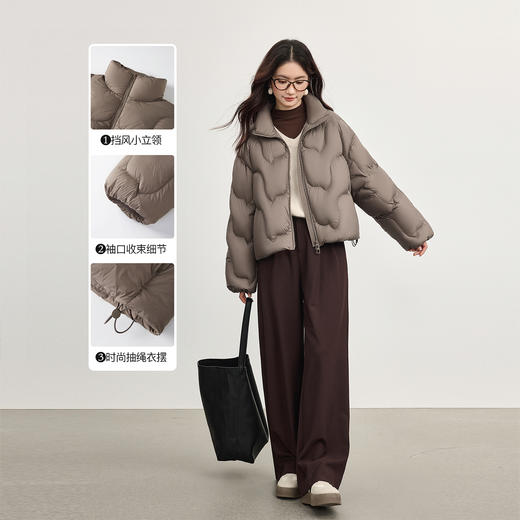 【年货节】熙世界泡芙云朵感面包服羽绒服女短款冬季保暖时尚立领白鸭绒外套 商品图2