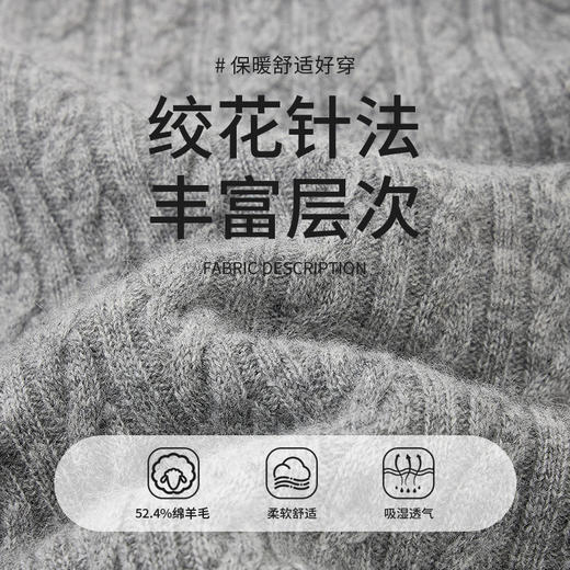 【商场同款】CNR5026 “ 睿智开衫 ” 羊毛+牦牛毛混纺兼具舒适与品质 素色绞花纹理 静奢雅致 商品图1