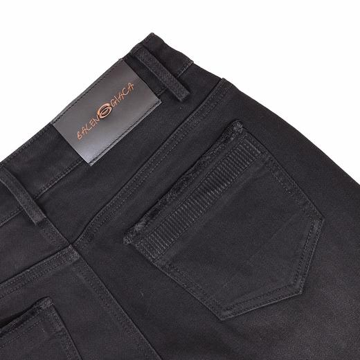 半身缘女裤 春季浮雕压胶表袋毛边直筒牛仔裤261102U10120037 商品图3