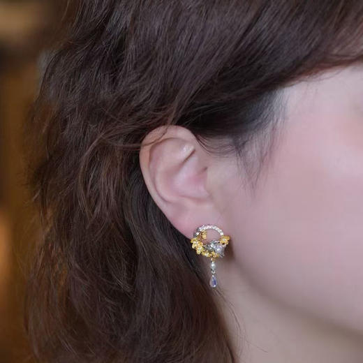 龢盒原创 银镶月兔金桂耳环｜坠入耳畔的东方童话 商品图3