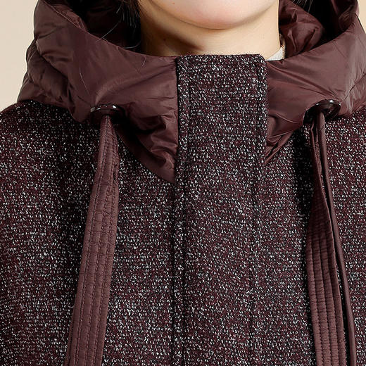 QYM CS25D76-Y时尚连帽毛呢外套呢子休闲上衣 商品图3