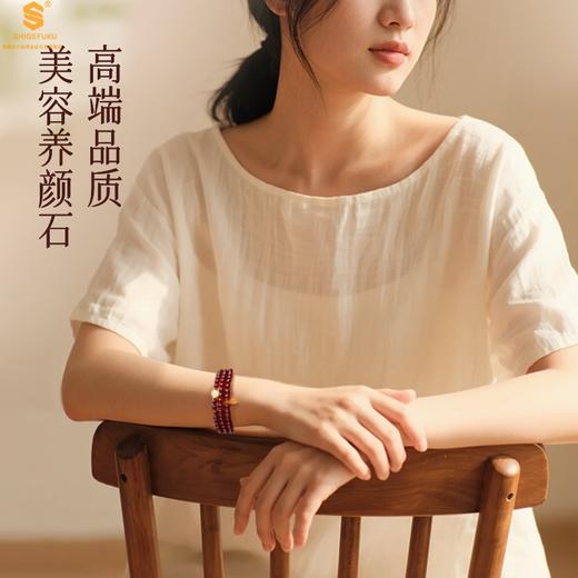 【品牌授权】【香港周六福】黄金钻石首饰 平安纳福美容养颜天然石榴石手串 商品图4