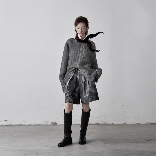 不裁 云尽秋·退浆棉斜纹印花五分裤 商品图3