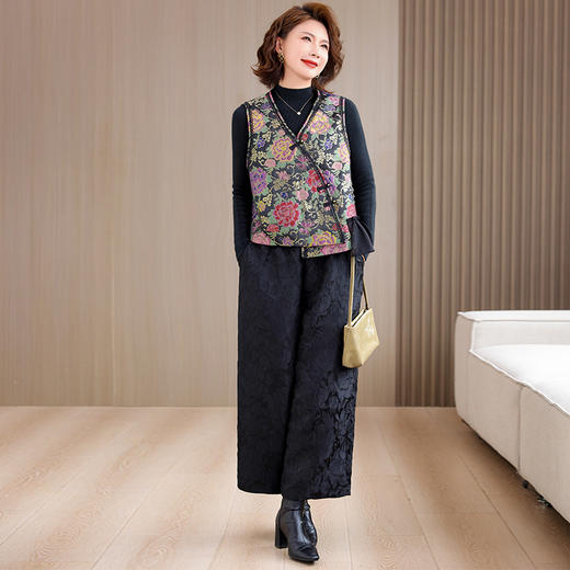 KQL 422H2886新中式国风显瘦时尚斜襟盘扣马甲 商品图4