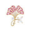 法式高档复古红宝石银杏叶，满镶锆石胸针精致别针LY-M-357 商品缩略图3