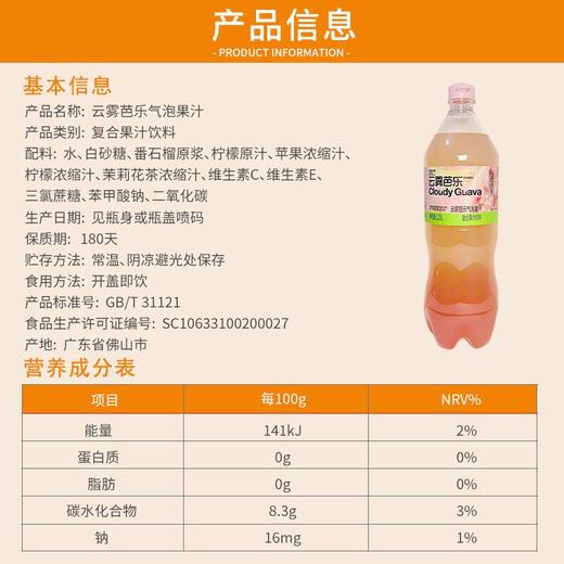 云雾芭乐气泡果汁1.25L/瓶 商品图2