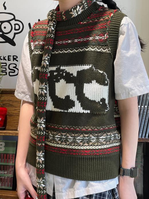 CryingCenter 杉树绿费尔岛毛织马甲与围巾 哭喊中心 商品图0
