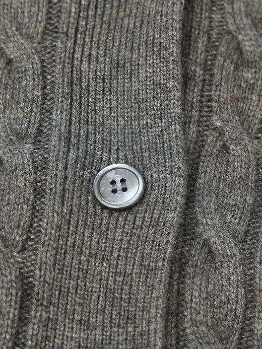 秋冬新款深灰色 V 领针织开衫女复古麻花编织单排扣宽松显瘦毛衣外套 商品图3