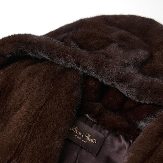 ROMI STUDIO“丹麦天鹅绒“咖本色水貂连帽轻奢皮毛外套RWCWWG5272 商品图4