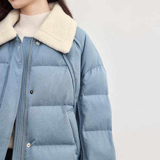 【10/15新品】熙世界巴恩风90%白鸭绒羽绒服女冬小个子新款保暖毛绒翻领短外套 商品图4