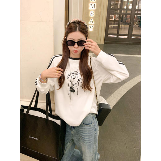 <曾小咸推荐>现货秒杀 ！微信超特价！韩系小熊印花条纹打底衫 日常159.99 立减80 秒杀79.99！！ 商品图2