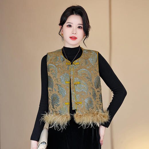 KQL 422H2892复古背心显瘦气质马夹新中式国风马甲 商品图2