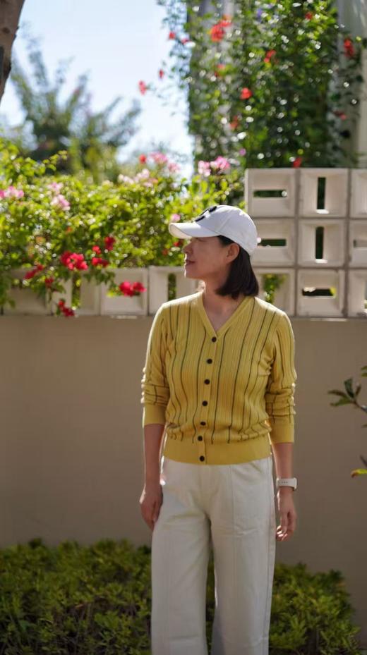 哥弟同款小坑条竖条纹V领羊毛桑蚕丝毛衫 商品图2