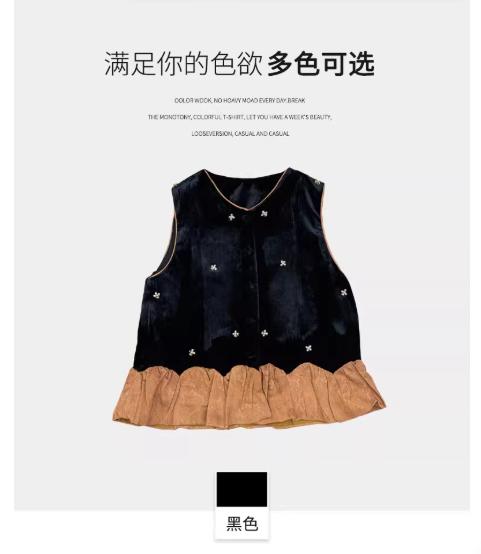 【门店同款】ENJOY秋季云敛-东方画笔镶钻订花丝绒马甲 165943867 商品图6