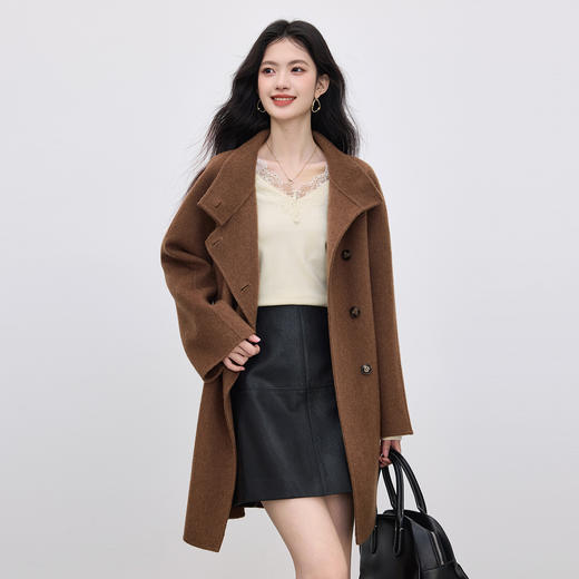 【周末秒杀】熙世界云柔磨毛针织T恤打底衫女长袖蕾丝花边V领上衣2025秋冬新款 商品图4