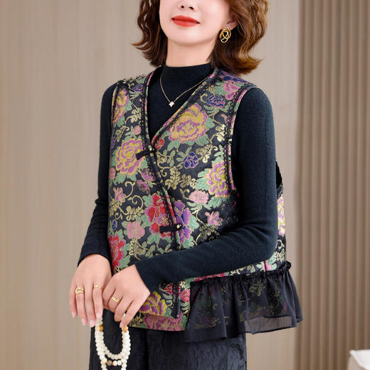 KQL 422H2886新中式国风显瘦时尚斜襟盘扣马甲 商品图1