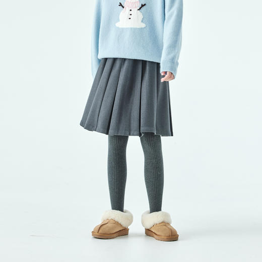 棵初25年冬季新款亲子中大女童百褶西装半裙学院风利落垂顺中长裙 商品图3