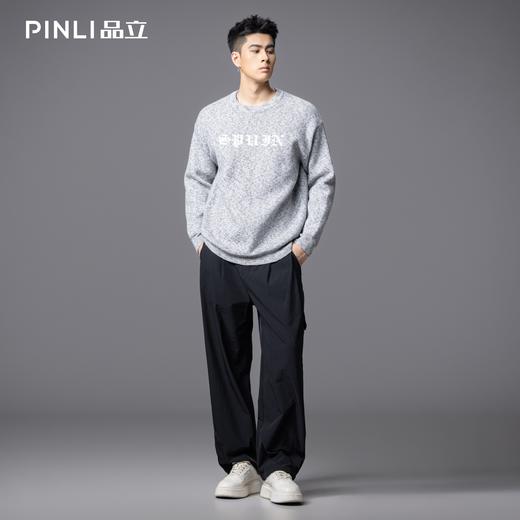 PINLI品立2025秋季新款男士圆领提花宽松套头毛衣打底针织衫上衣GD253110132 商品图2