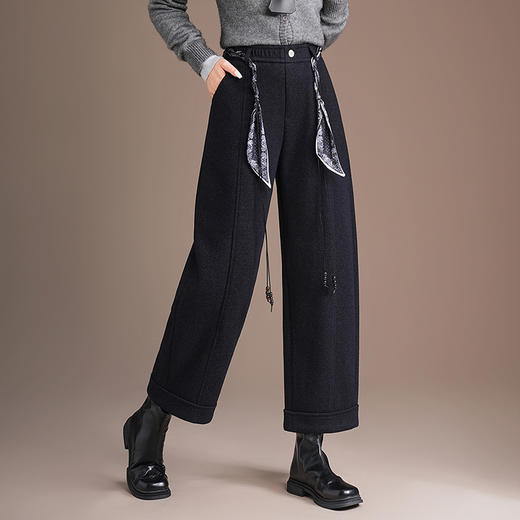 QYM H625-Y弯刀裤厚款毛呢裤宽松休闲阔腿裤直筒裤 商品图1