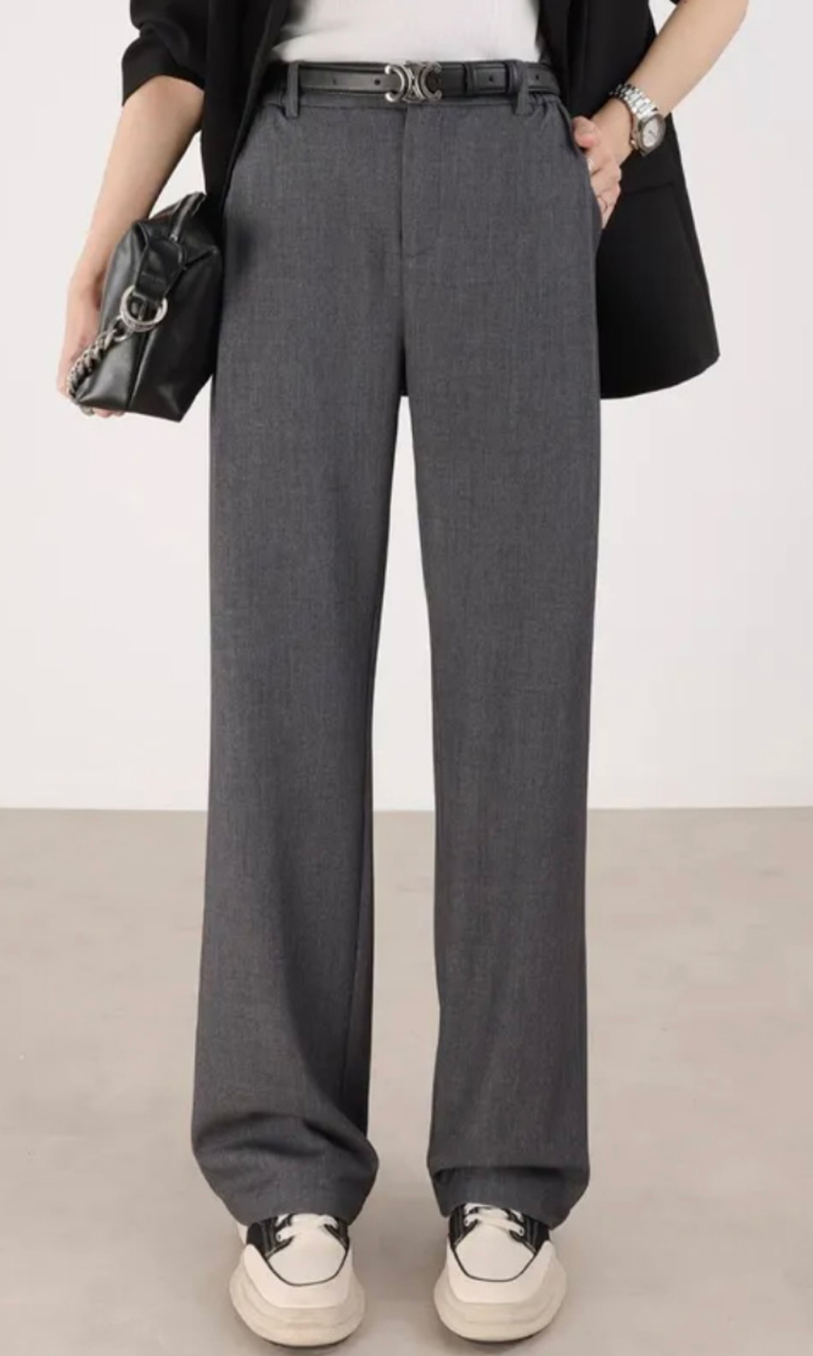 【百图lulu定制】【顺顺高级裤】窄版 阔腿 西装 高腰 两侧弹力 休闲裤