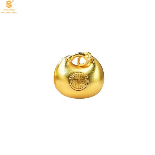 【品牌授权】【香港周六福】黄金钻石首饰 享福小胖福足金内嵌足银吊坠（附赠K金项链） 商品图0