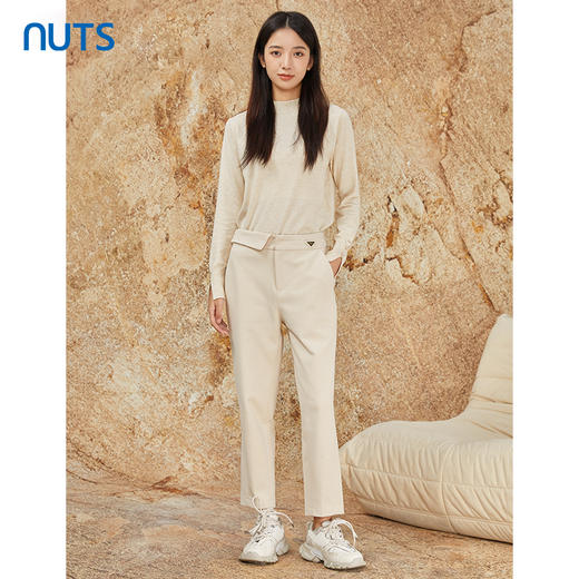 NUTS商场同款秋冬季纯色时尚简约高腰直筒显瘦休闲长裤女348071319 商品图3