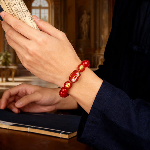 十二生肖九紫六合红玛瑙手链 商品图6