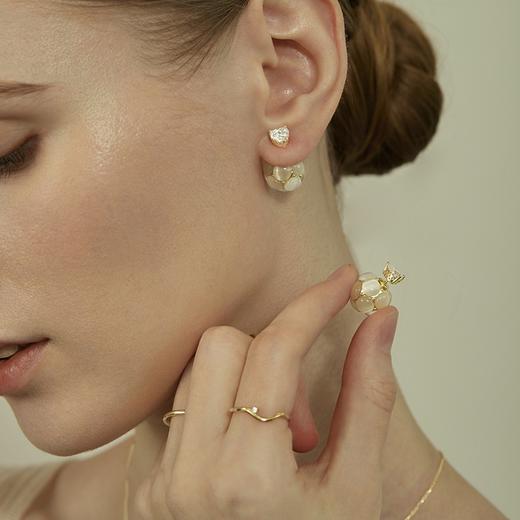 Oflye潮流饰品  猫眼石绣球银针耳钉女新款一款两戴式高级感气质精致耳环小众轻奢耳饰 商品图0