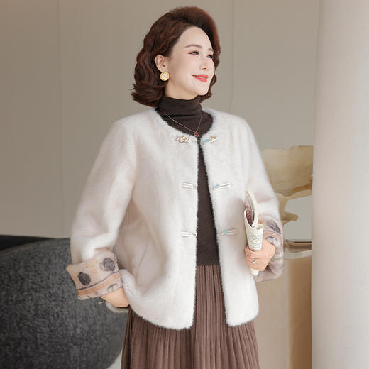 FW 8561新中式国风外套仿皮毛一体大衣毛绒绒减龄装 商品图1