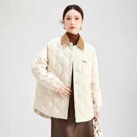 SM 8530菱格拼色领子鹅绒外套拼接设计感保暖