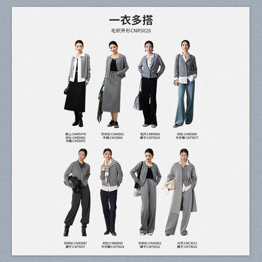 【商场同款】CNR5026 “ 睿智开衫 ” 羊毛+牦牛毛混纺兼具舒适与品质 素色绞花纹理 静奢雅致 商品图5