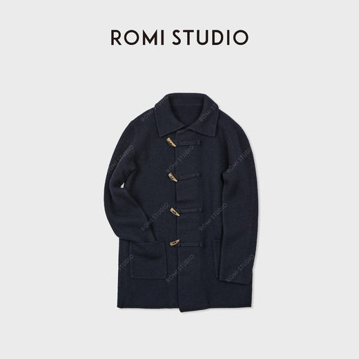 ROMI STUDIO“羊毛大衣”100%缩绒羊毛复古藏蓝毛呢外套RWCASZ6374 商品图0