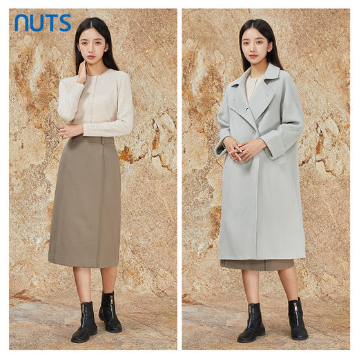 NUTS商场同款秋冬款纯色高腰直筒时尚通勤百搭半身长裙女342061241 商品图4