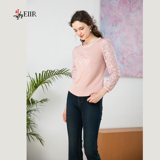 司歌绣花弹力长袖上衣T901281X 商品图4