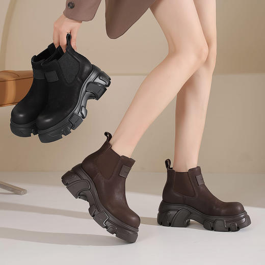 westory2024秋冬新款复古休闲简约百搭厚底圆头马丁靴女W24DS84231 商品图6