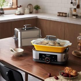 东菱（Donlim）蒸汽锅家用多功能电蒸锅不锈钢炖锅炖蒸煮一体DL-1005 双层（标配） 12L 送蒸笼蒸鱼盘蒸架板
