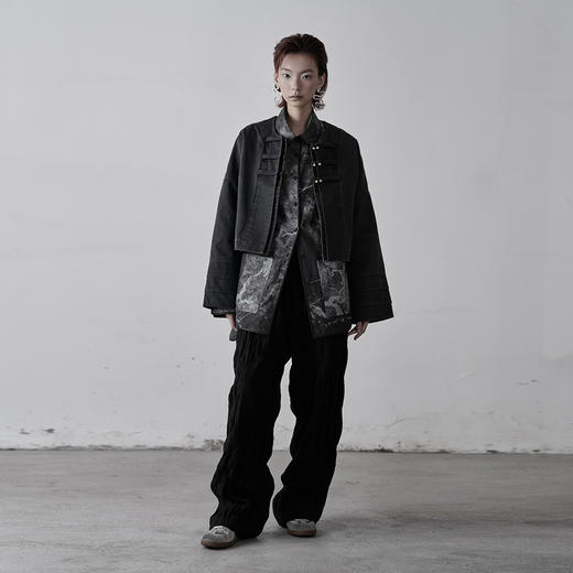 不裁 云尽秋·酵素重洗苦感棉短款三层袖外套 商品图0